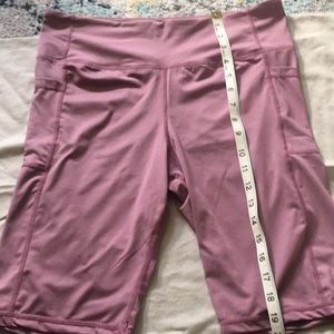 SHEIN bike shorts size large with side pockets. Lavender and slate blue.